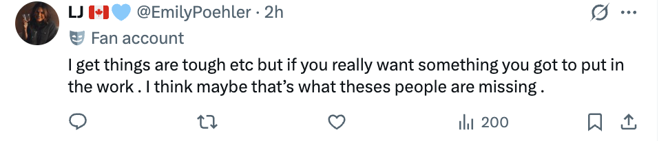 A tweet by a instrumentality   relationship  stating the value  of hard   enactment    to execute   goals, implying immoderate   radical   mightiness  deficiency  this understanding