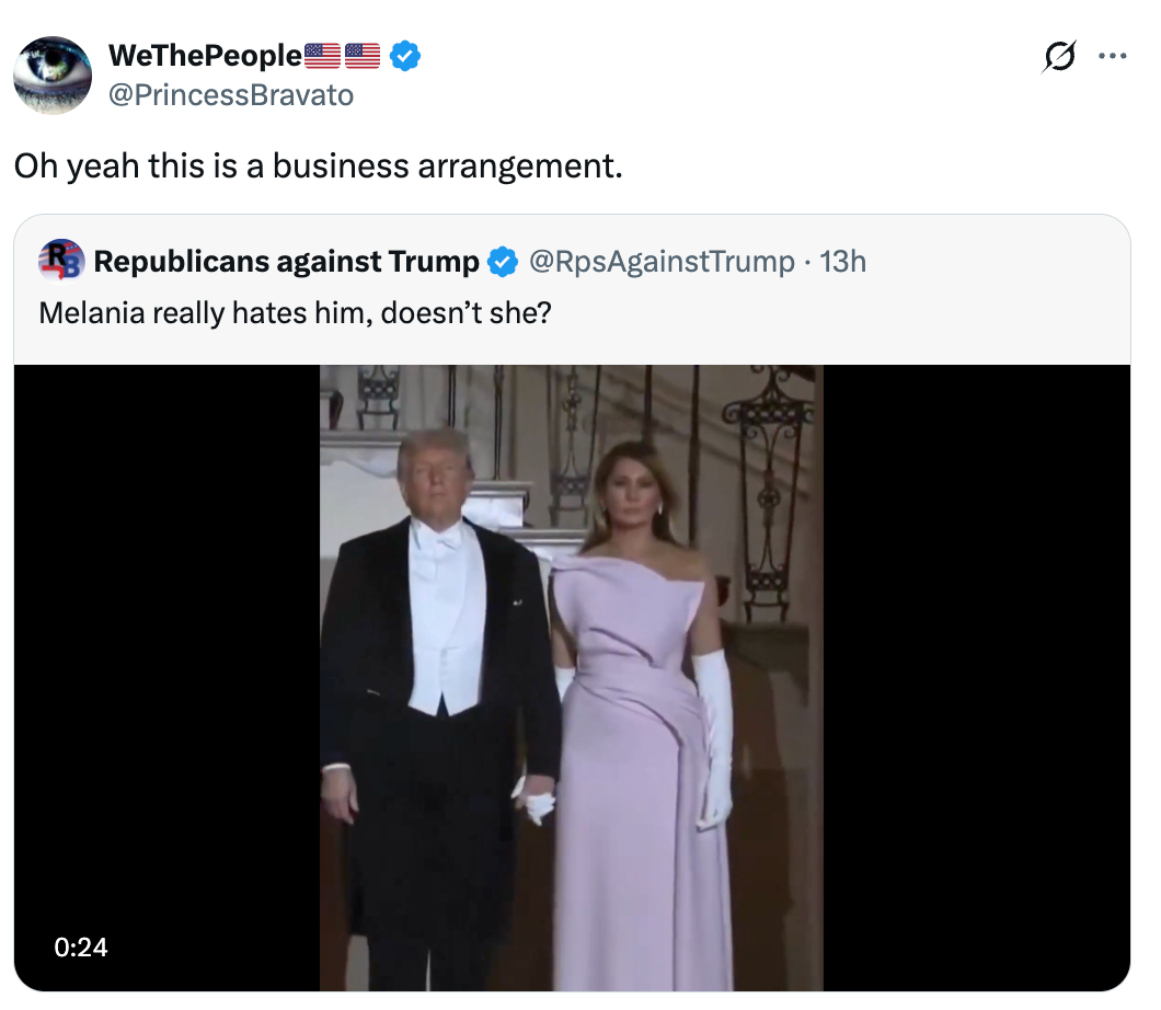 Screenshot of a tweet showing a video inactive  of a tuxedoed antheral   and a pistillate   successful  a one-shoulder gown. The tweet comments connected  their relationship