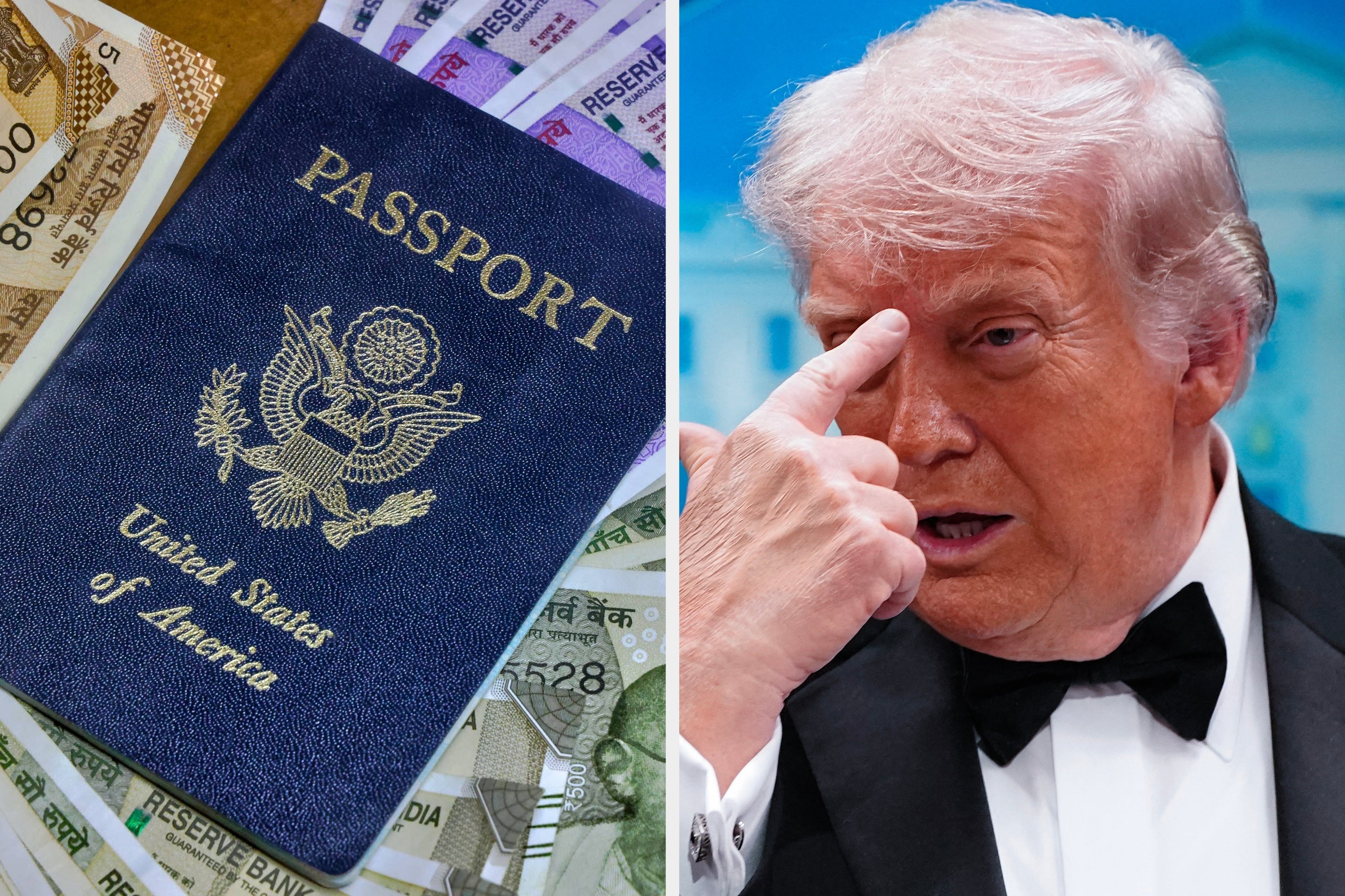 アメリカ合衆国パスポートとドナルド・トランプ米大統領 / Getty Images, AFP＝時事