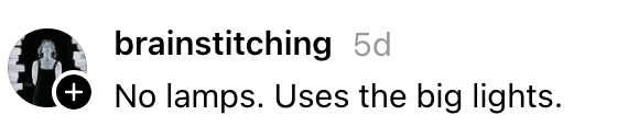  "No lamps. Uses the large  lights."