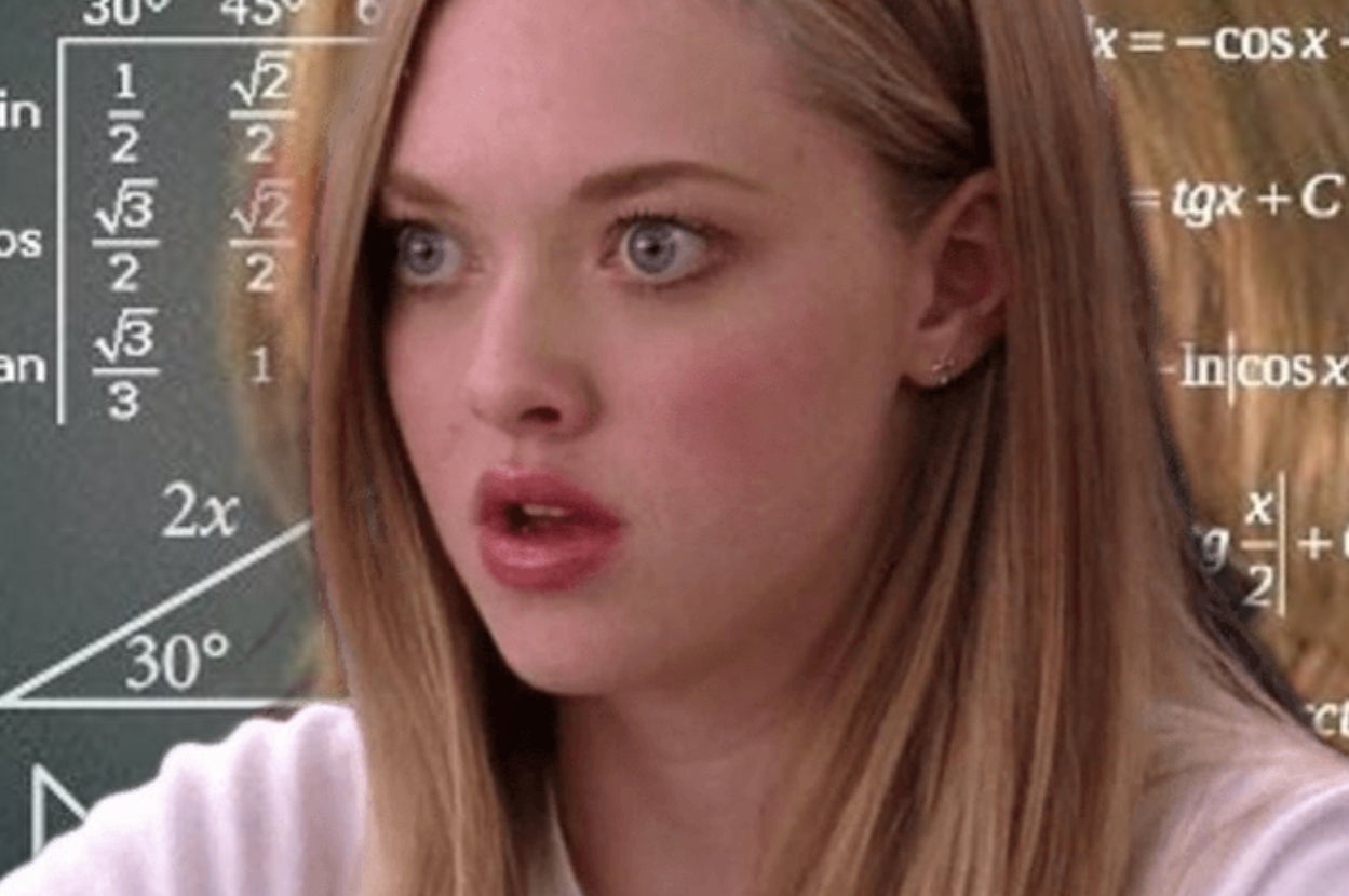 Person with a surprised expression, looking off-camera, with math equations overlaid in the background