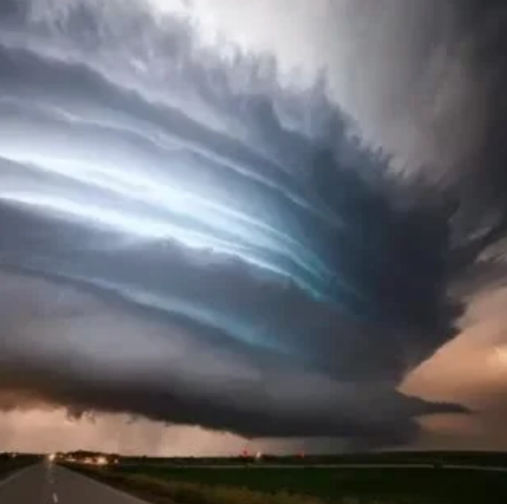Massive, swirling tempest  unreality  implicit    a level  landscape, capturing a melodramatic  and aggravated  entity  scene