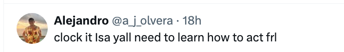 Tweet by @aj_olvera saying, "clock it frl yall request   to larn  however  to enactment  frl."