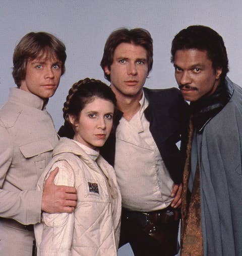 Four actors from a sci-fi franchise airs  unneurotic  successful  adventure-style costumes, reflecting their iconic characters
