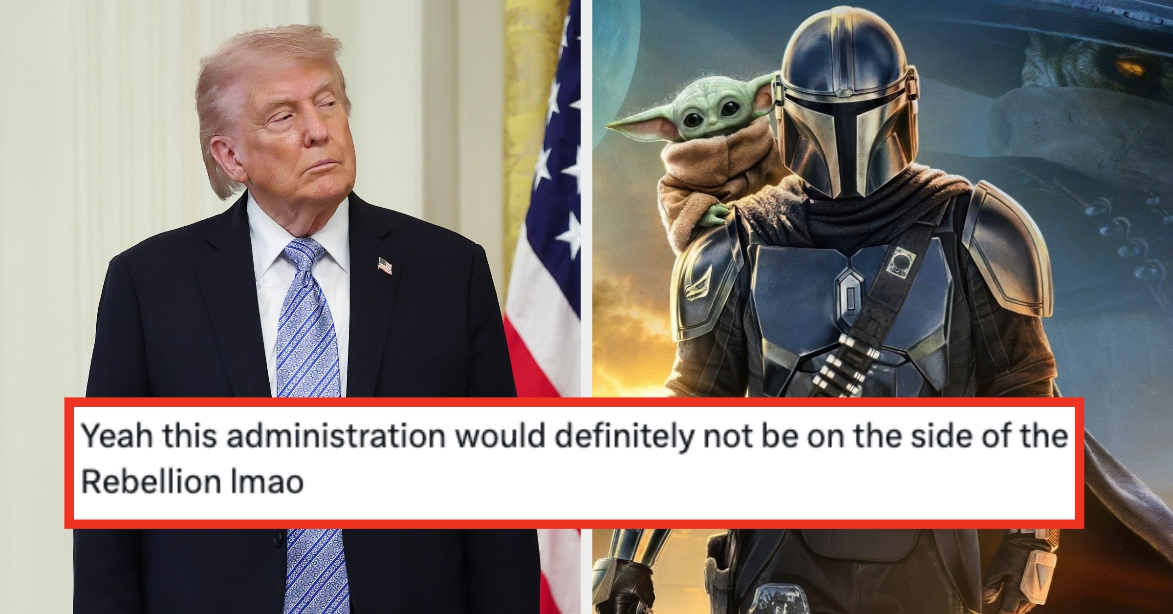 The White House Posted An AI Image Of Trump As The Mandalorian With Grogu For "Star Wars" Day, And People Are Saying, "This Is NOT The Way"