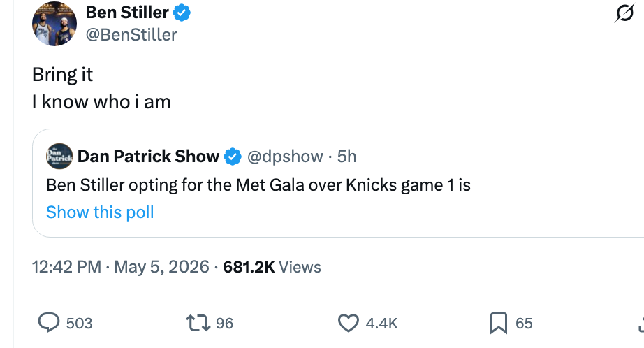 Ben Stiller's Knicks Tribute At Met Gala Goes Viral