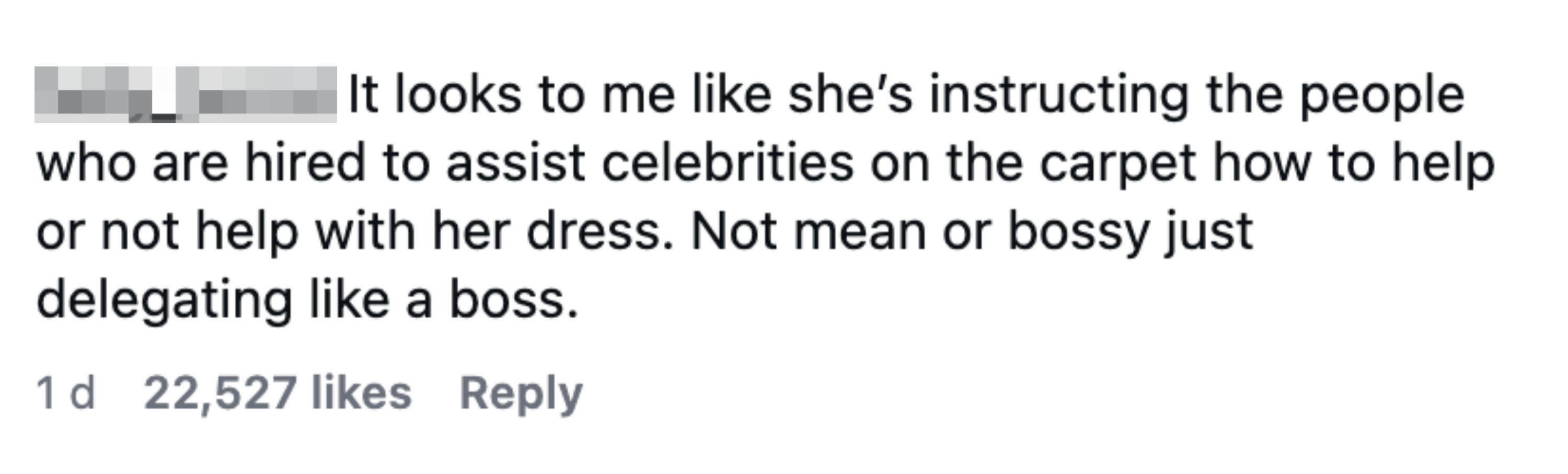 Comment discussing Blake instructing others connected  however  to assistance   with her formal  connected  a reddish  carpet