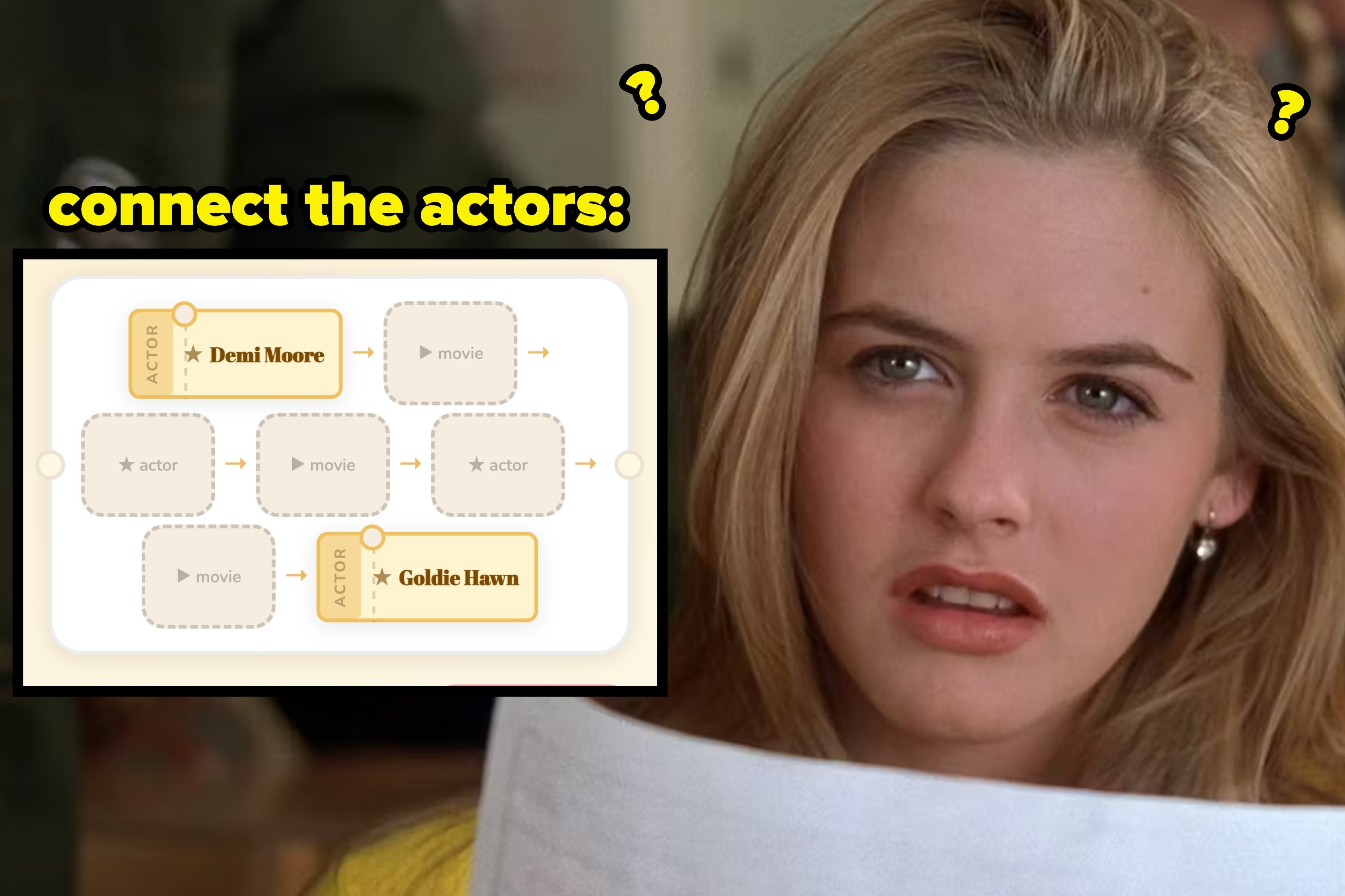 Person holding a sheet of paper, looking confused in a classroom setting