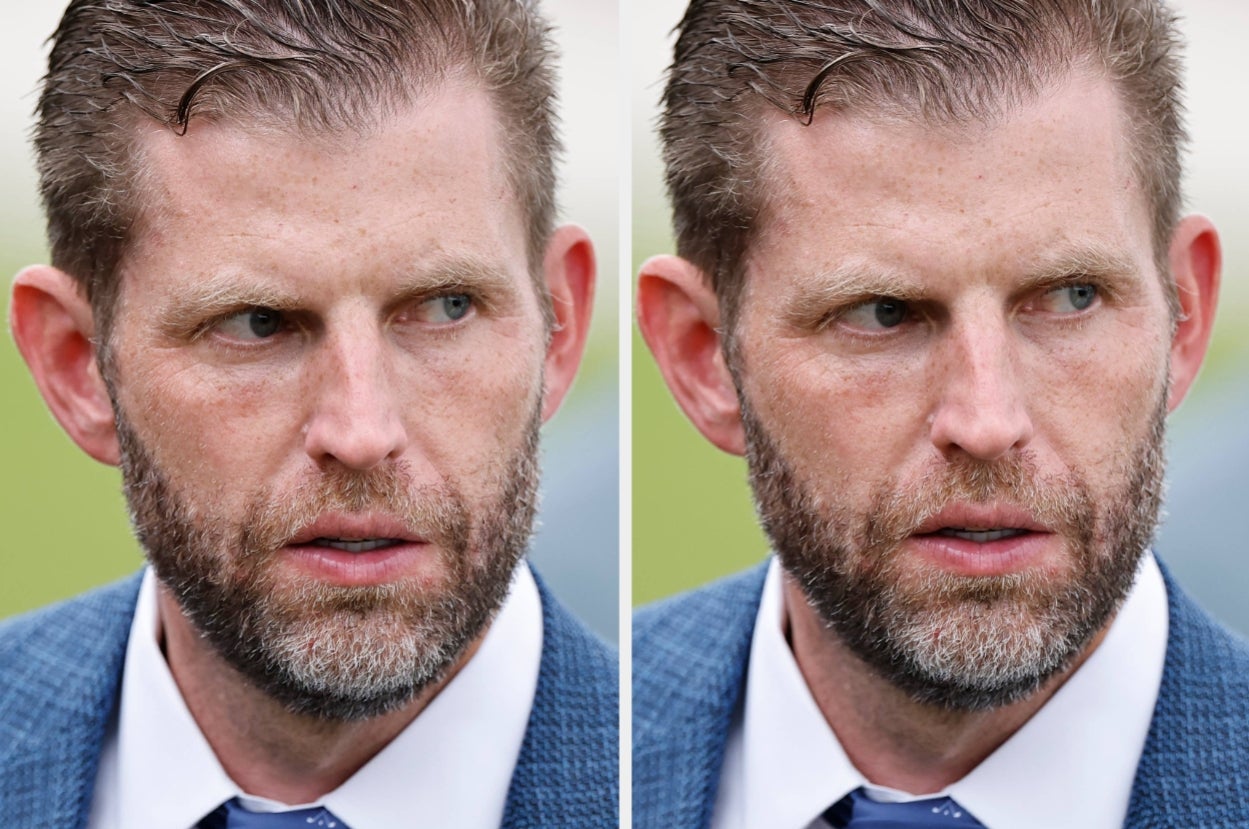 Man in a textured suit looks concerned, medium shot with facial hair