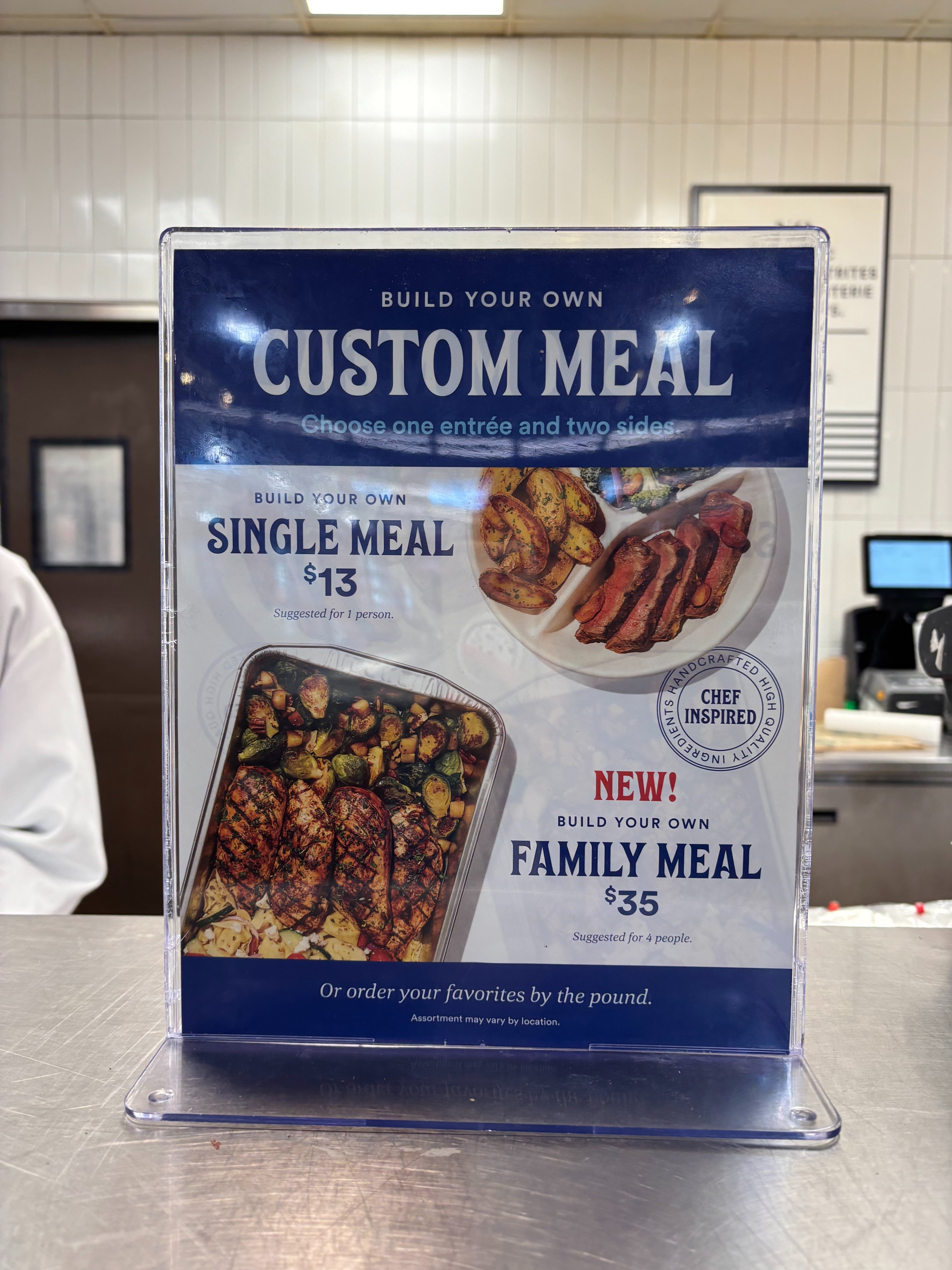 Sign showing custom meal options