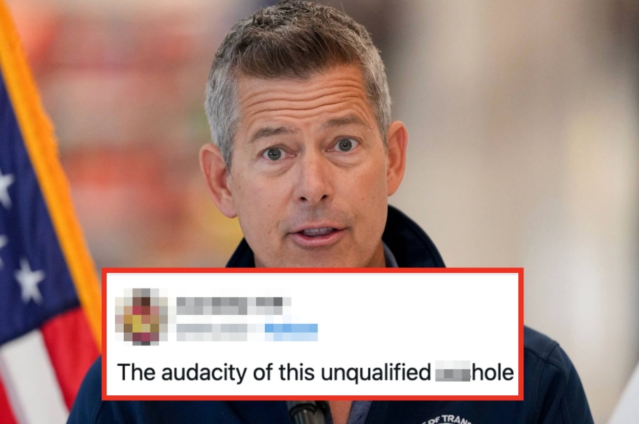 Person speaking into a microphone; featured tweet criticizes their qualifications with strong language