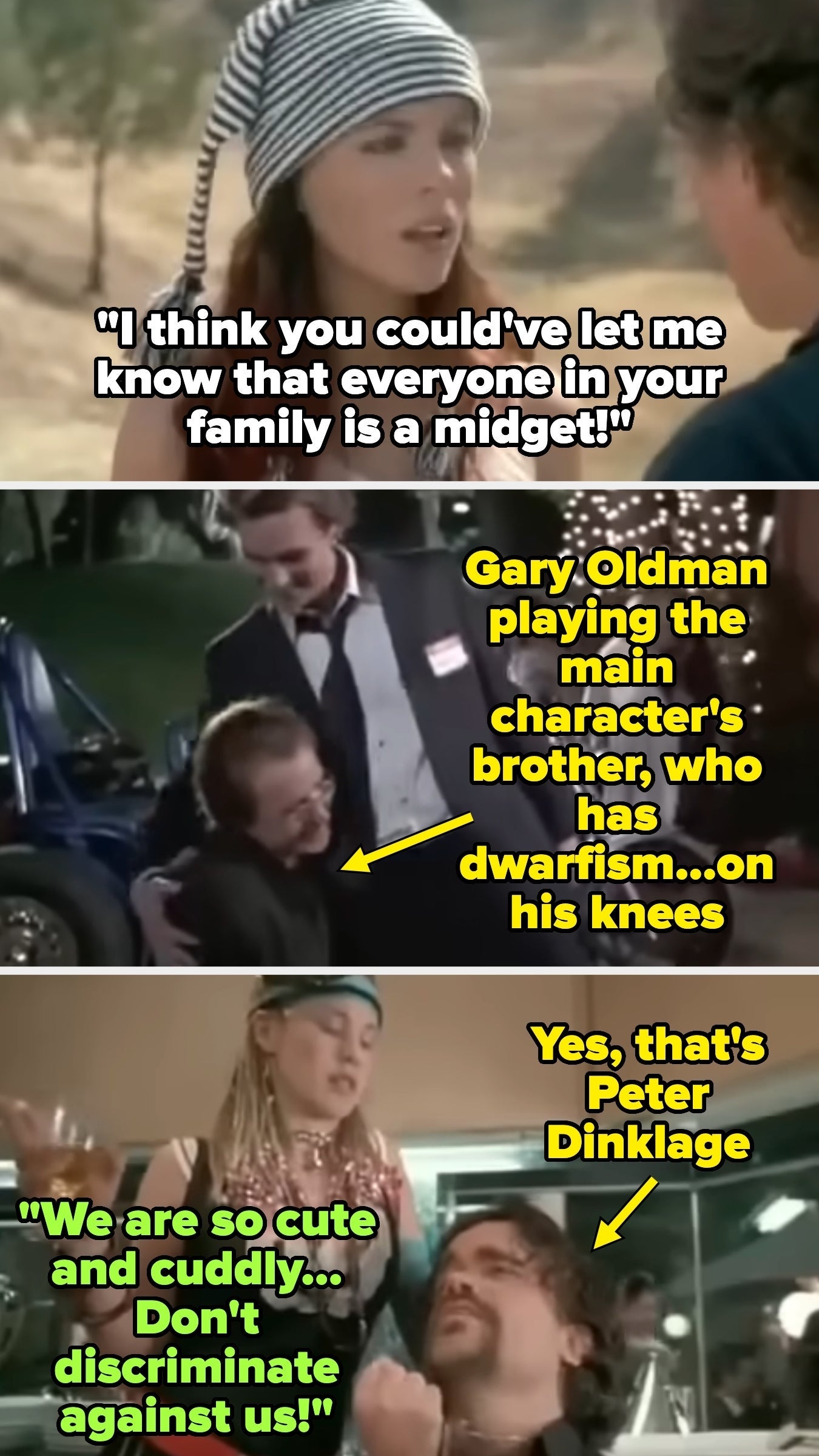 Three radical   sermon   dwarfism practice   successful  movies, referencing actors Gary Oldman and Peter Dinklage