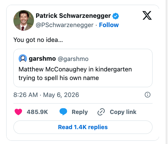  "Matthew McConaughey successful  kindergarten trying to spell his ain  name."