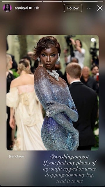 Anok Yai successful a sequined, form-fitting gown poses connected a reddish carpet, surrounded by different attendees