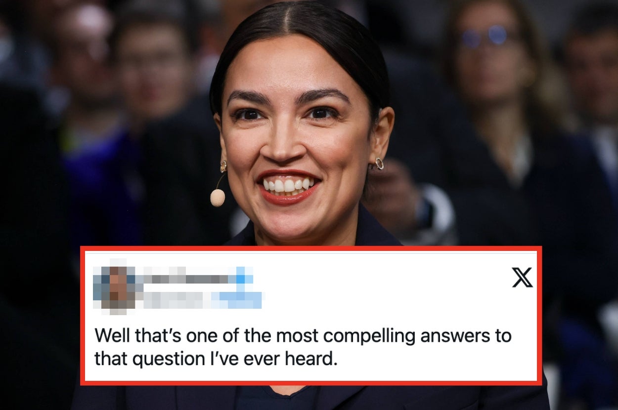 Person smiling at an event. Text overlay reads: "Well that's one of the most compelling answers to that question I've ever heard."