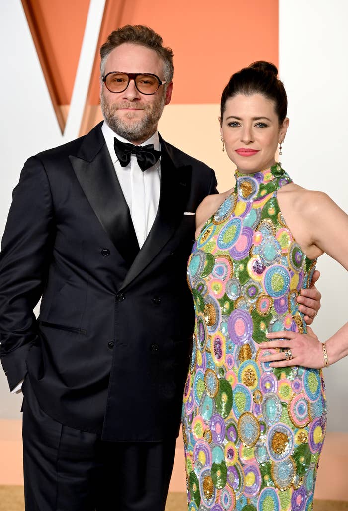 Seth Rogen s Wife Lauren Miller s Pixelated Dress At BAFTAs seth-rogen-s-wife-lauren-miller-s-pixelated-dress-at-baftas