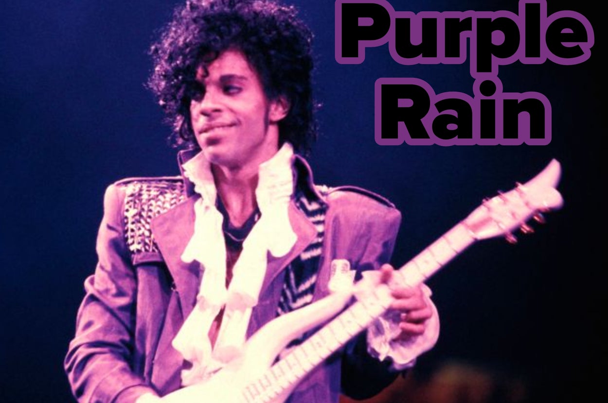 Split image of two iconic 1980s musicians holding a guitar and a cocktail, with text "Pick An 1980s Icon" in bold letters