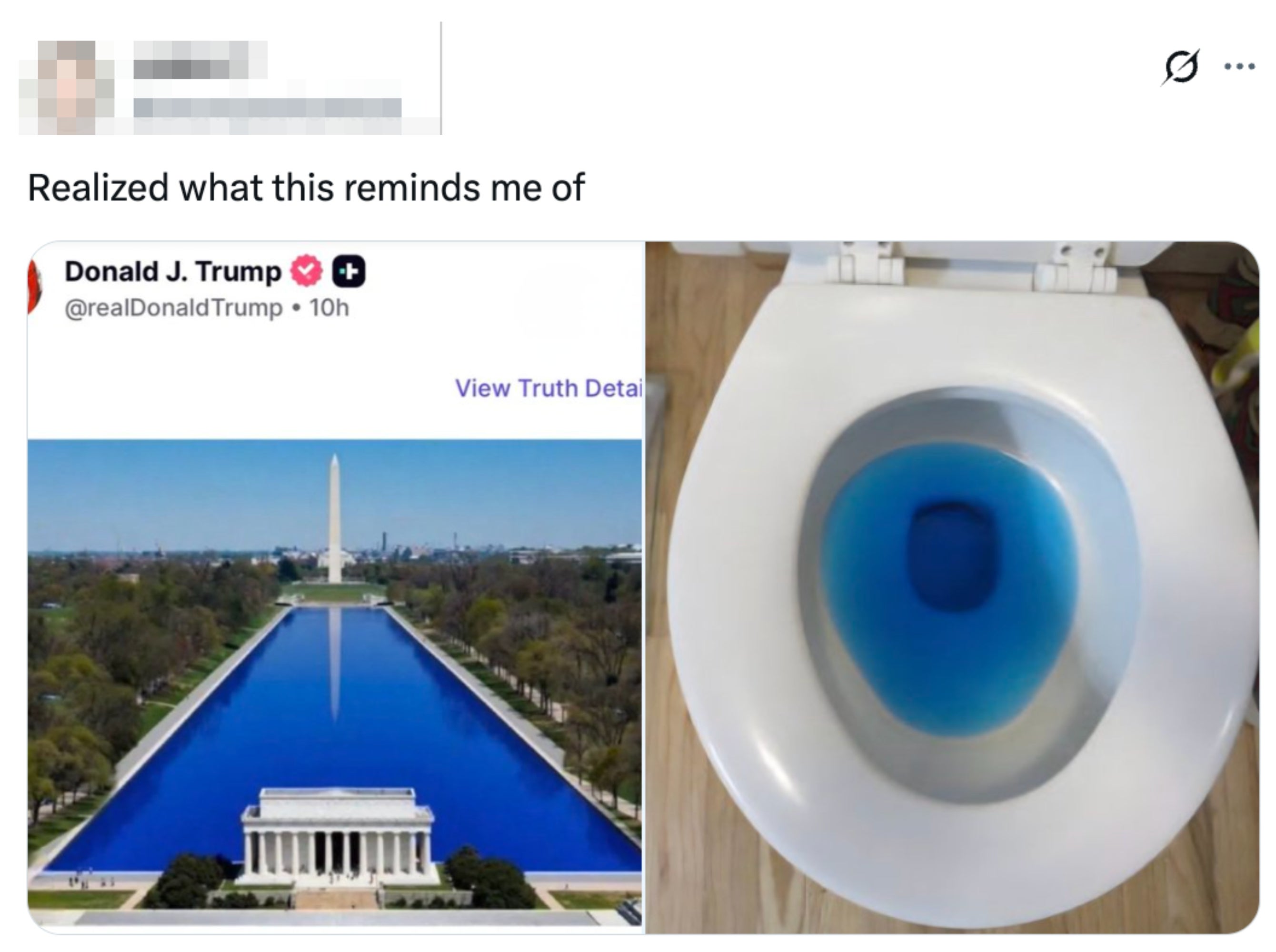 Split representation comparing the Washington Monument with a gag astir toilet vessel cleaner