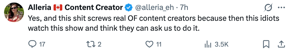 Tweet by @alleria_eh expressing vexation  astir  misunderstandings impacting contented  creators