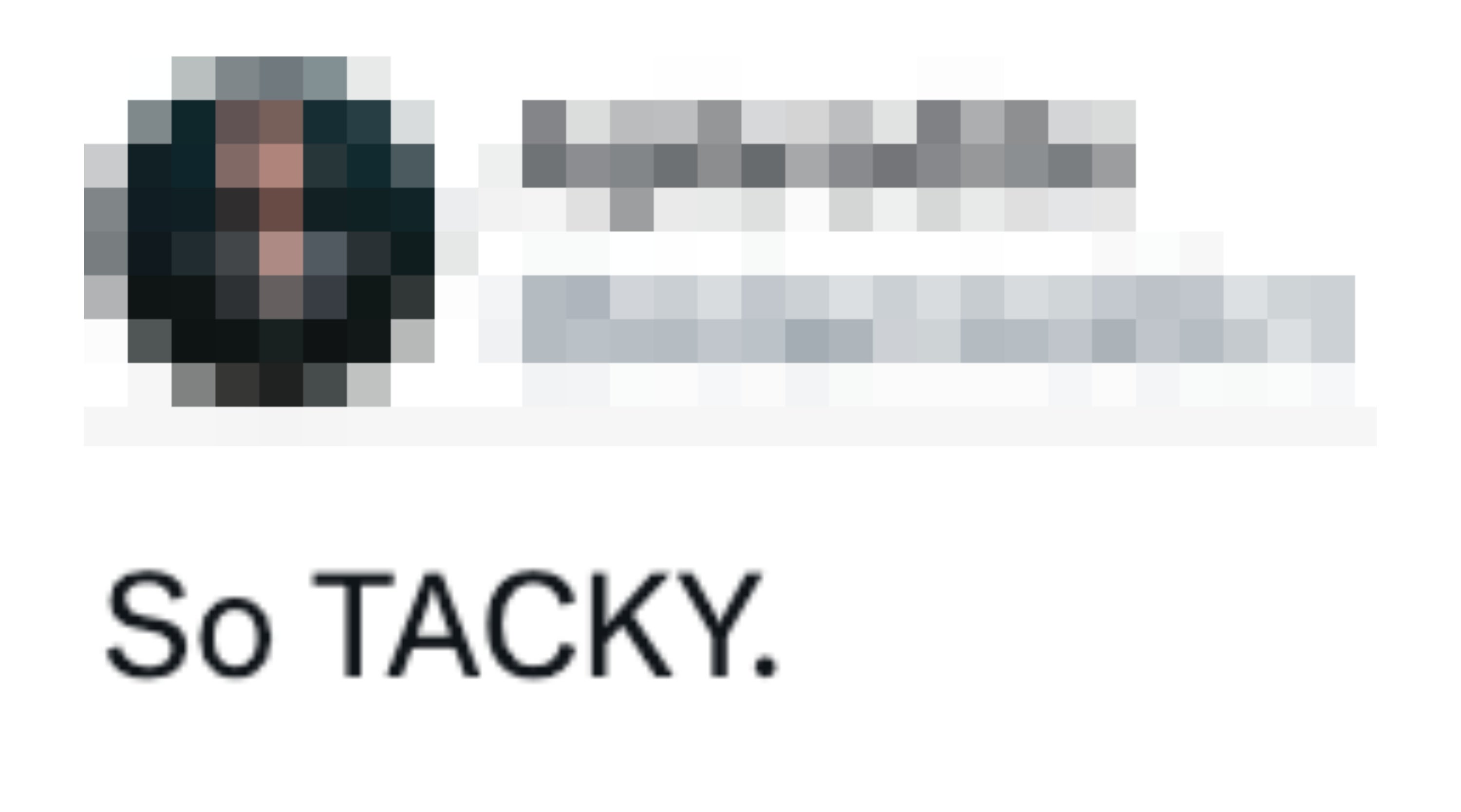 Sosiale medier-innlegg av brukeren Aphrodite (@AdamAddict) lyder: "Så TACKY."