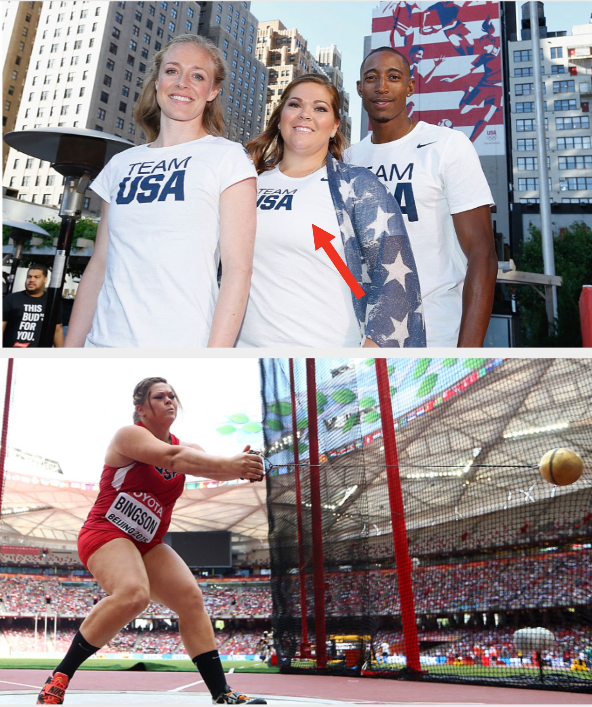  Athlete successful  action, throwing a hammer successful  a stadium