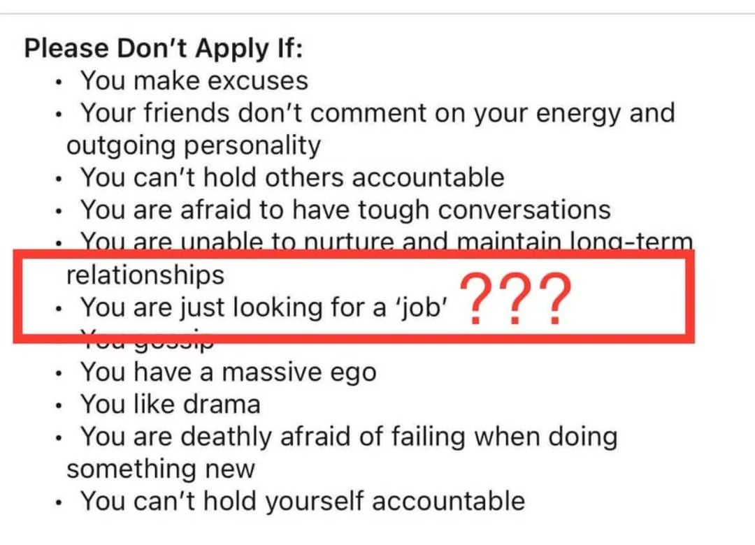 Reasons not to apply include making excuses, avoiding tough conversations, and looking for just a job. Seeking accountability and long-term goals emphasized
