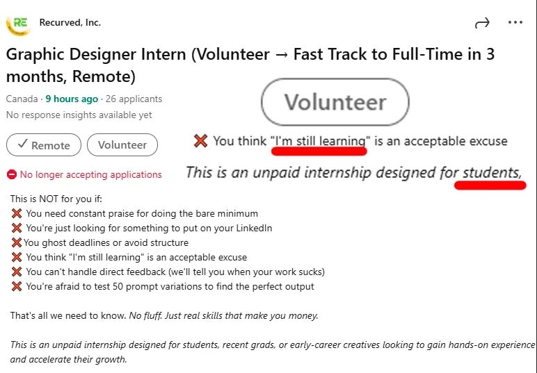 Summary: Graphic Designer Intern (Volunteer) with potential for full-time in 3 months. Unpaid, remote role aimed at students for hands-on experience