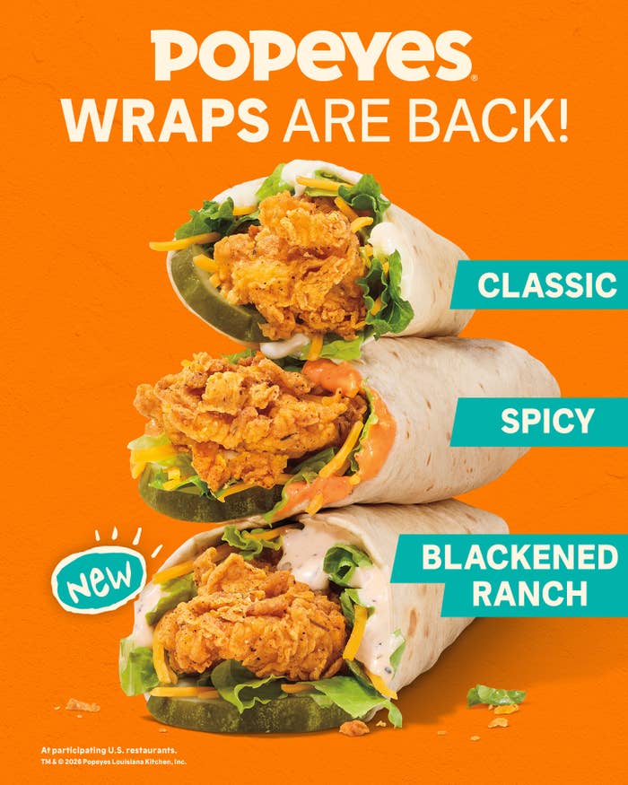 Announcement of Popeyes new chicken wraps