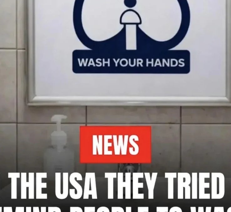 Bathroom partition  motion   with an unclear plan  aiming to punctual   radical   to lavation  their hands; substance   beneath  highlights the design's failure