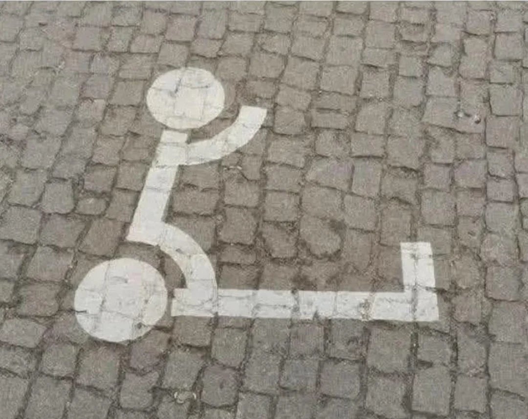Illustration connected  cobblestones showing stylized fig  utilizing a scooter, marked connected  a path
