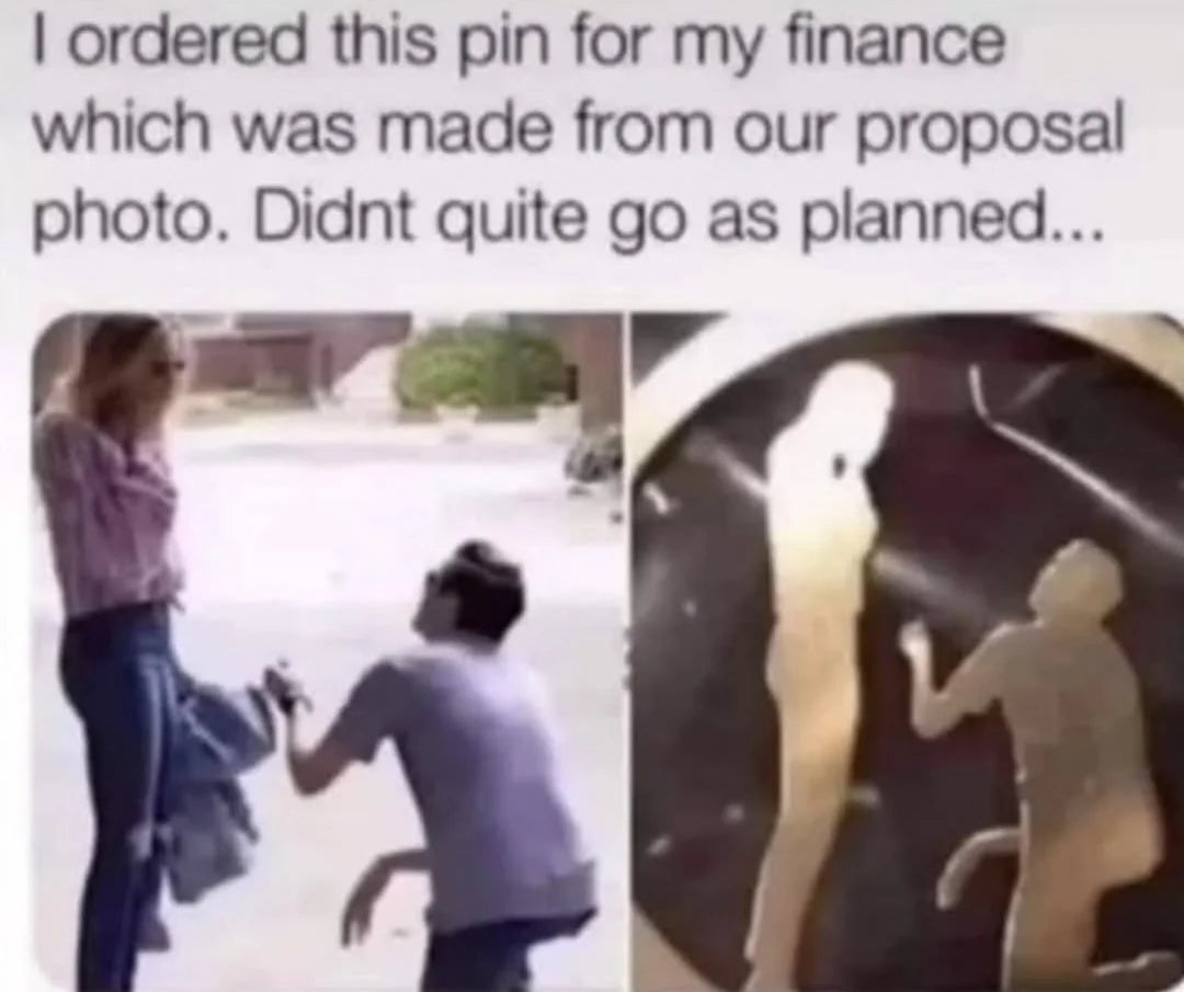Couple's connection    photograph  connected  a pin gets humorously distorted