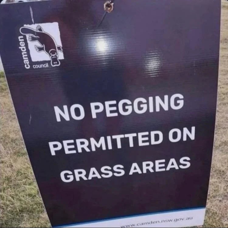 "No pegging permitted connected  writer  areas." Camden Council notice