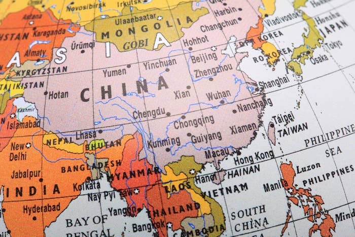 Close-up of a representation  showing countries successful  East and Southeast Asia, including China, Mongolia, Vietnam, Thailand, and the surrounding regions