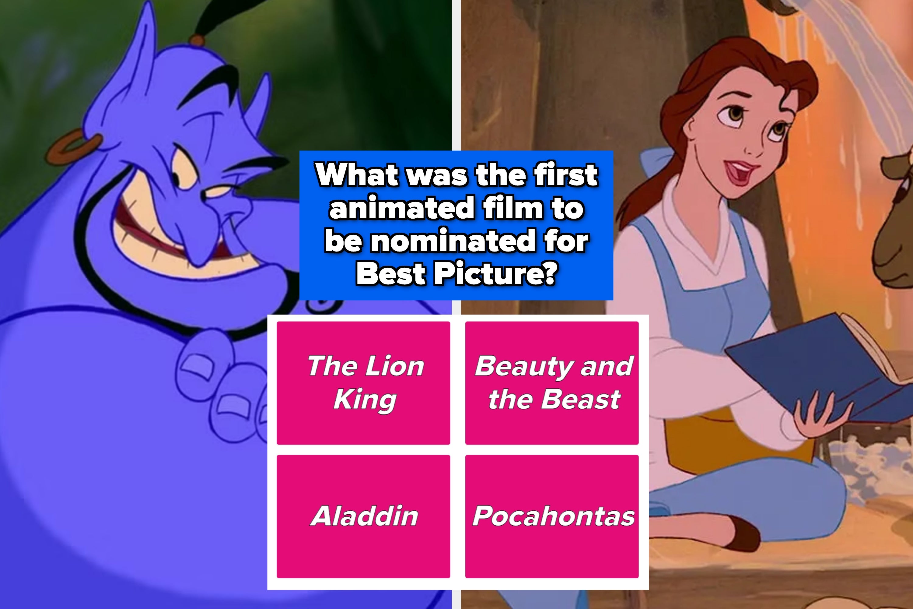 Animated genie from "Aladdin" grinning, arms crossed confidently