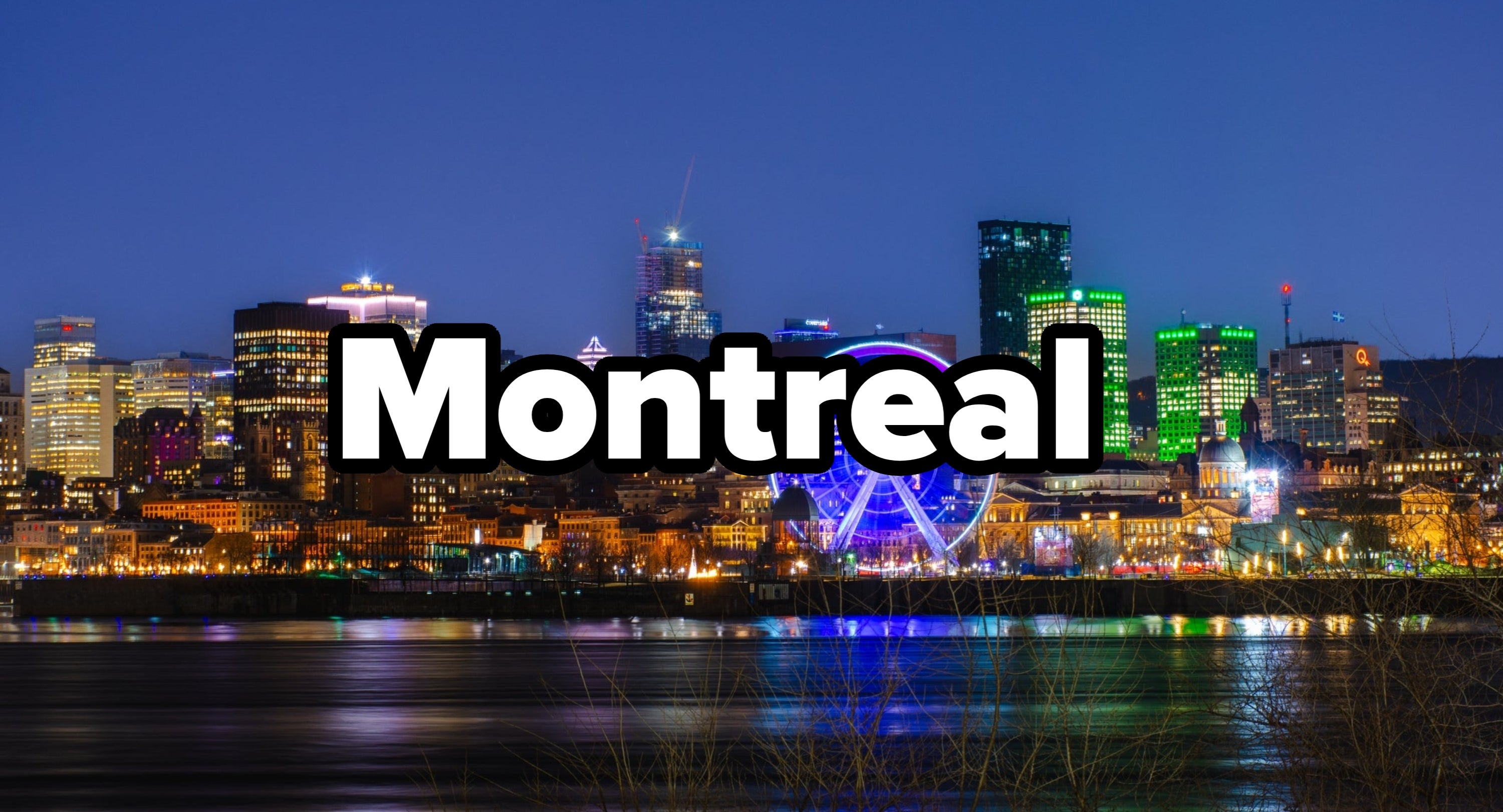 City skyline astatine nighttime with a lit Ferris instrumentality by the waterfront, reflecting vibrant lights onto the water
