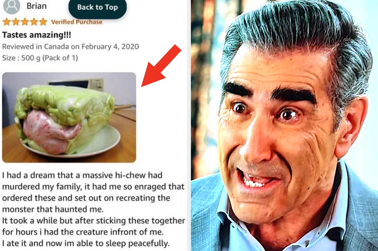A review humorously compares a dessert resembling a creature to a haunted dream, sharing an amusing experience of ordering and recreating the treat