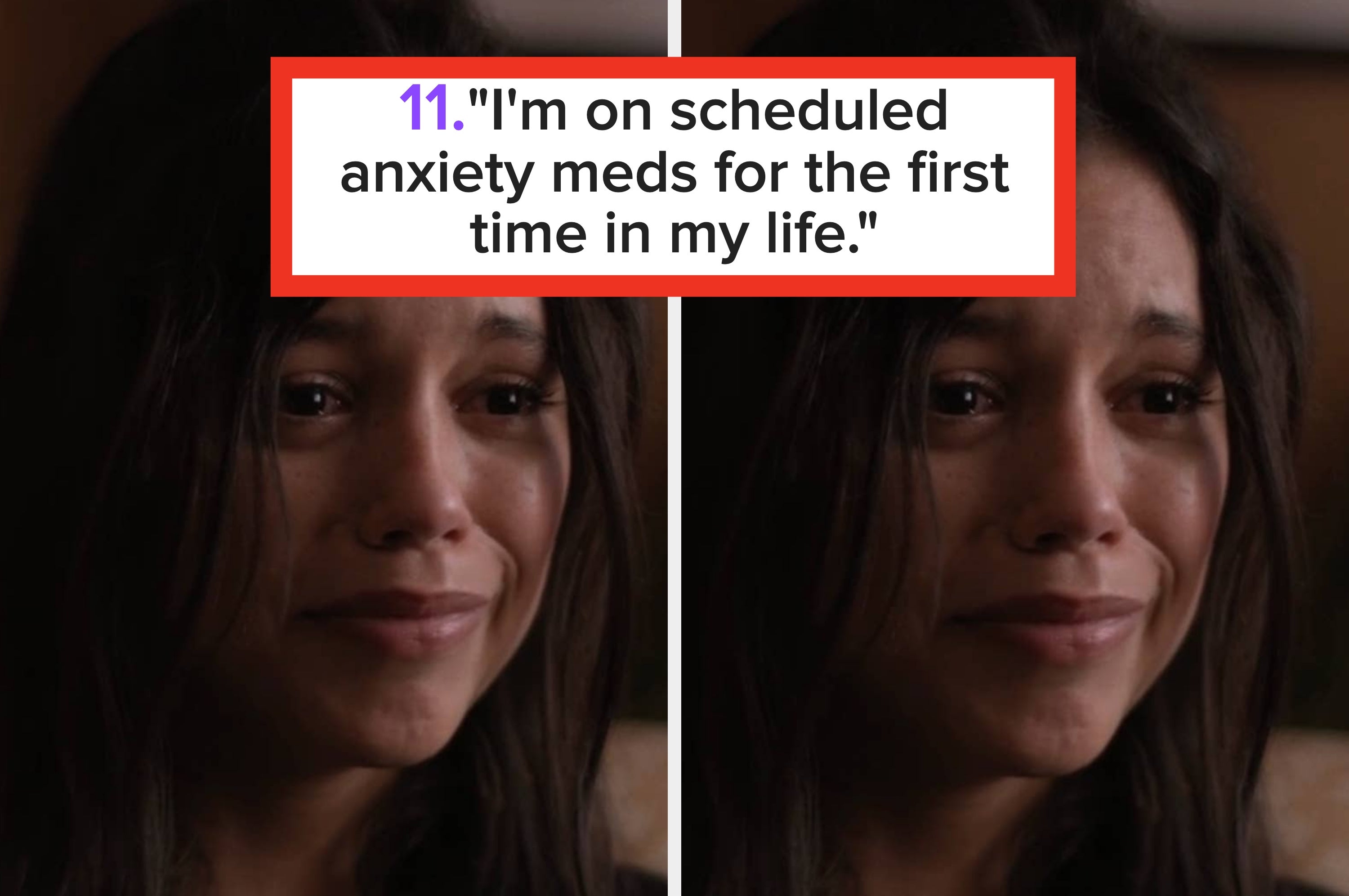 Person tearfully expresses relief about being on scheduled anxiety medication for the first time