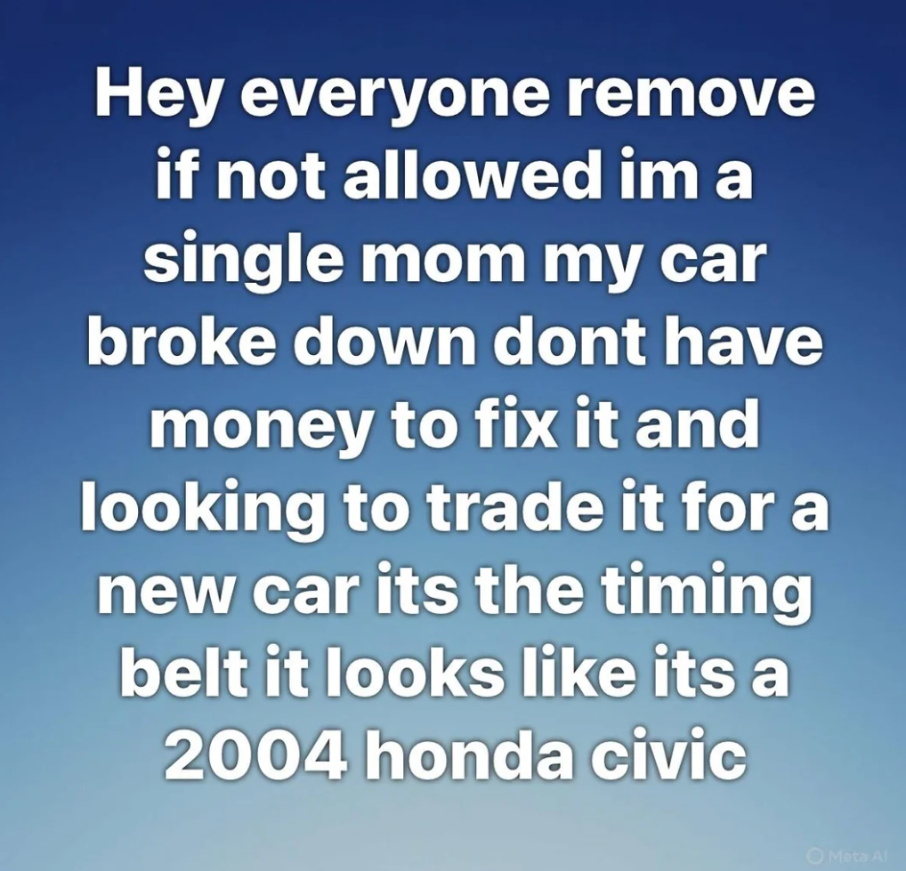 Ibu tunggal ingin menukar Honda Civic 2004 karena masalah timing belt; tidak mampu membayar perbaikan