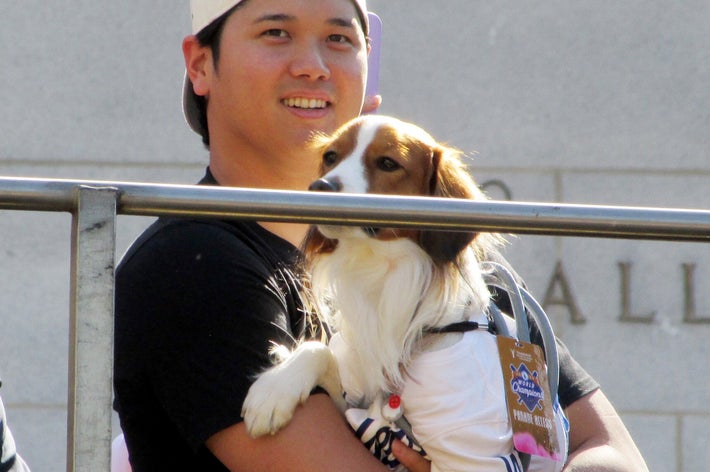 大谷翔平さんと愛犬のデコピン（時事）