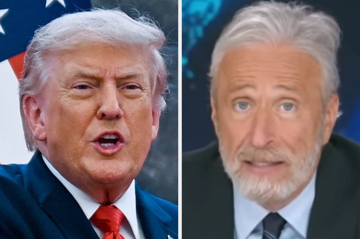 Two men speak on separate occasions; one gives a public address, the other speaks intently in a broadcast setting