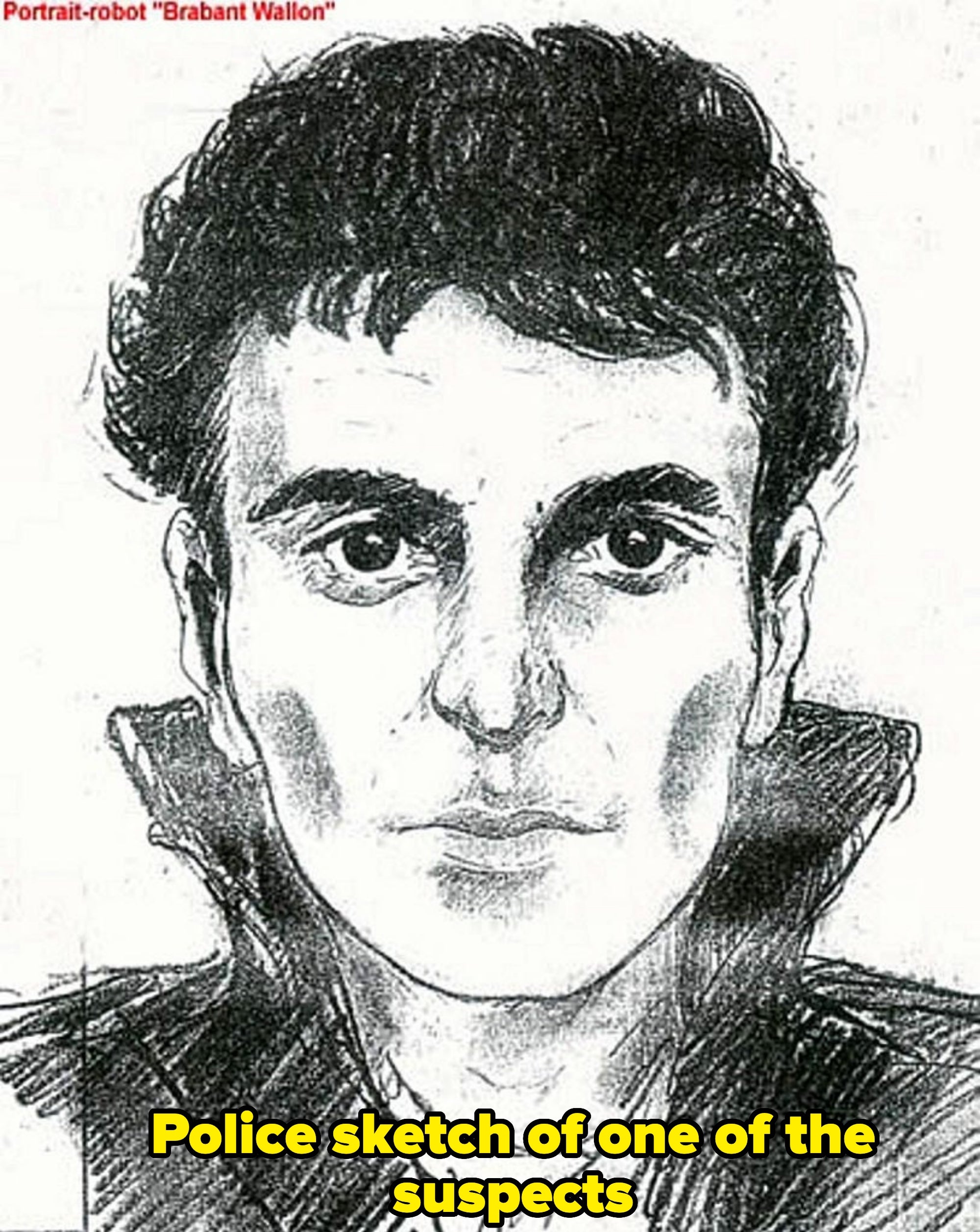 Drawing of a antheral   with abbreviated  hairsbreadth  and a high-collared jacket, featuring beardown  facial features, created arsenic  a constabulary  sketch