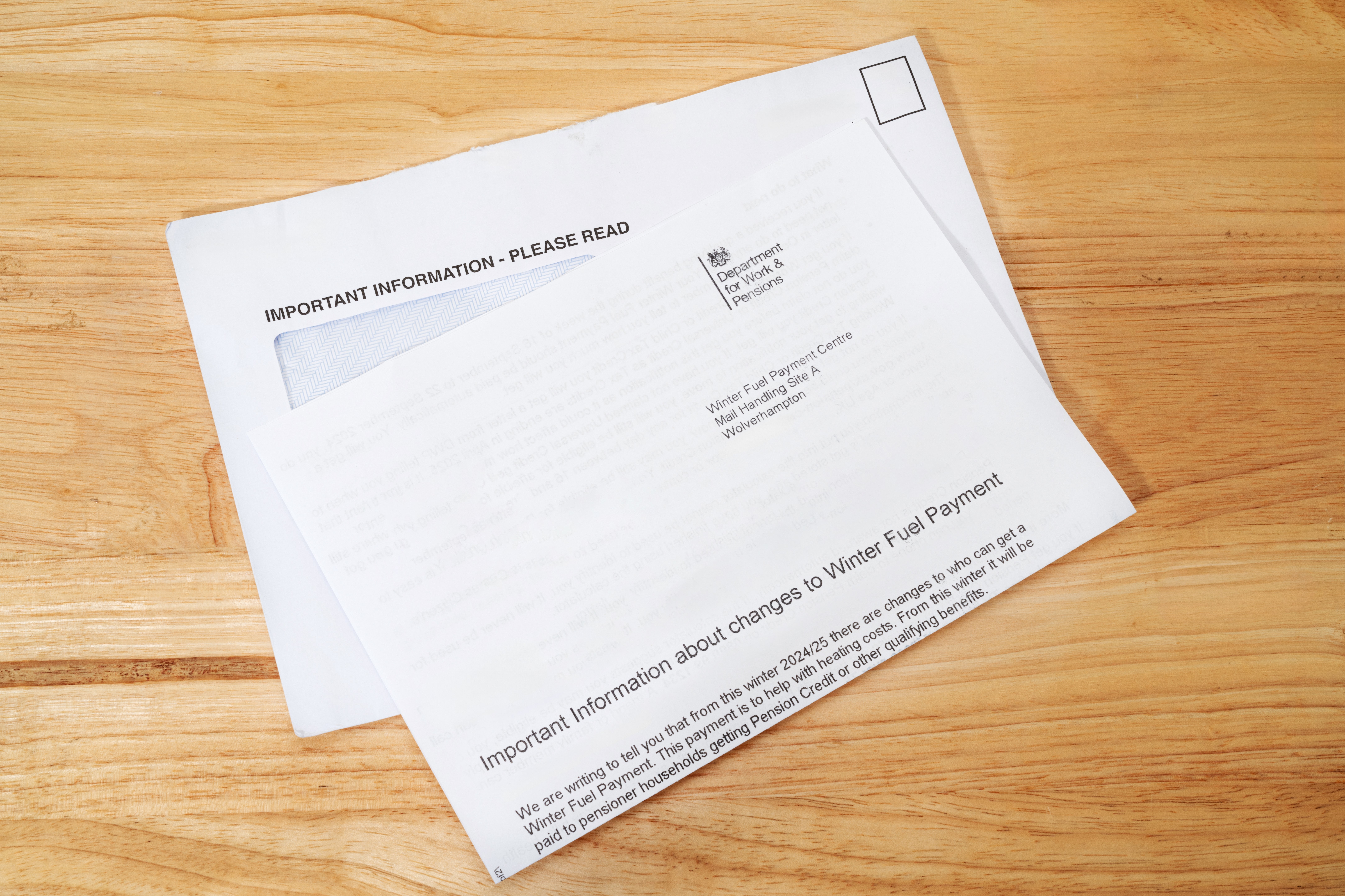 A letter detailing changes to the Winter Fuel Payment, marked as important information