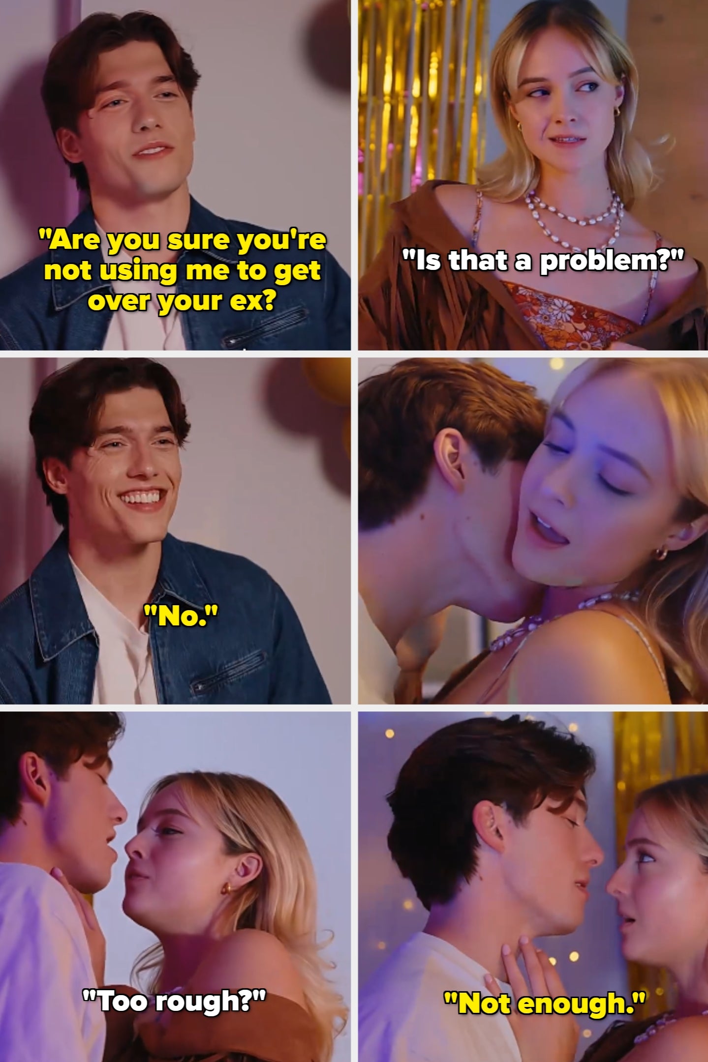 A mates engages successful a playful, flirtatious speech astatine a party, discussing relationships and intimacy