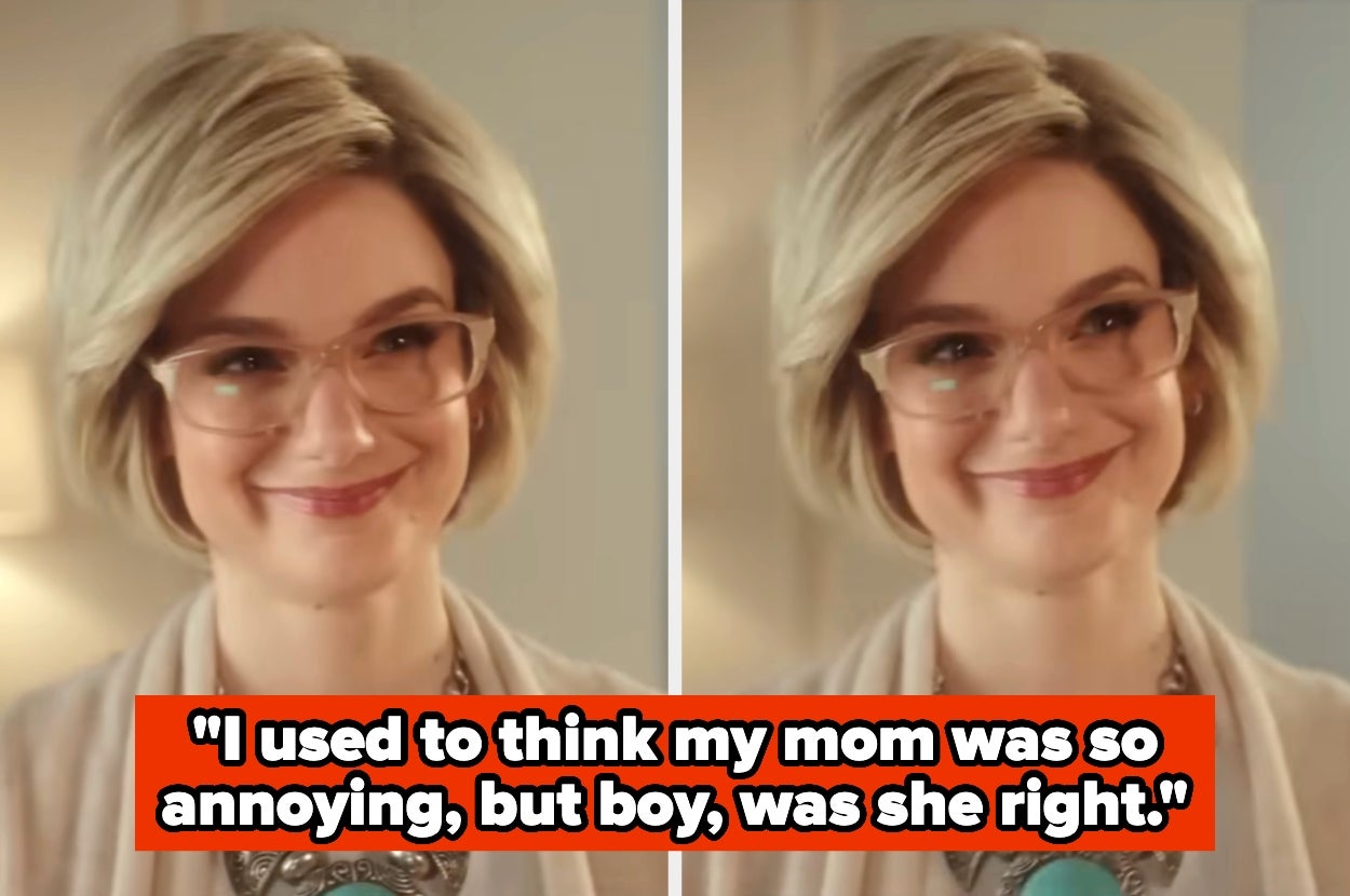 Woman smiling with quote below: "I used to think my mom was so annoying, but boy, was she right."