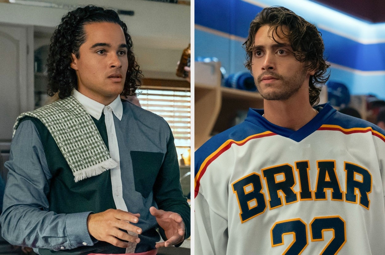 Two young men are featured, one in a formal shirt with a towel over his shoulder, the other in a sports jersey with "Briar 22."