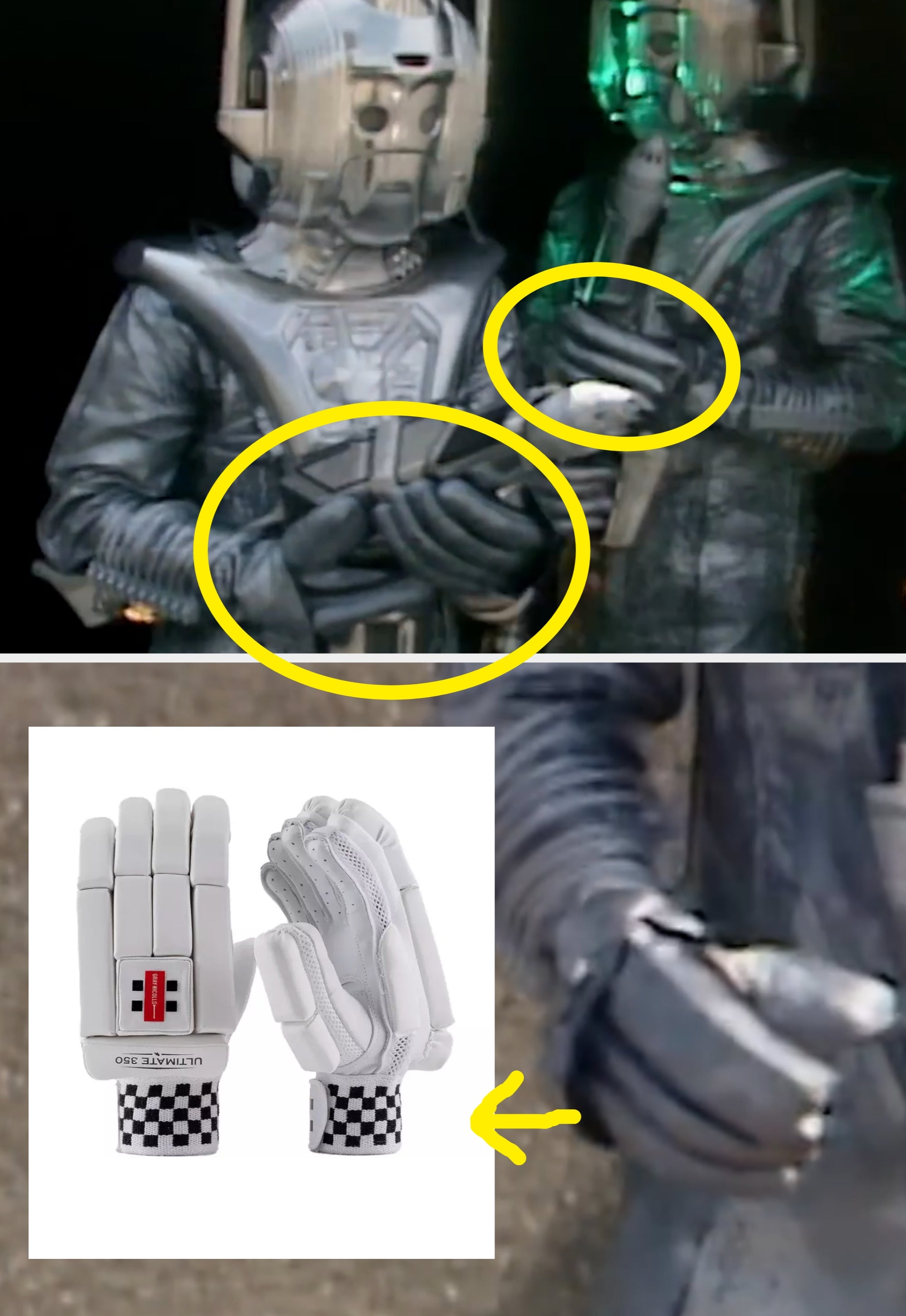 Two individuals in futuristic, metallic robot costumes, featuring helmet-like headpieces and detailed chest plates