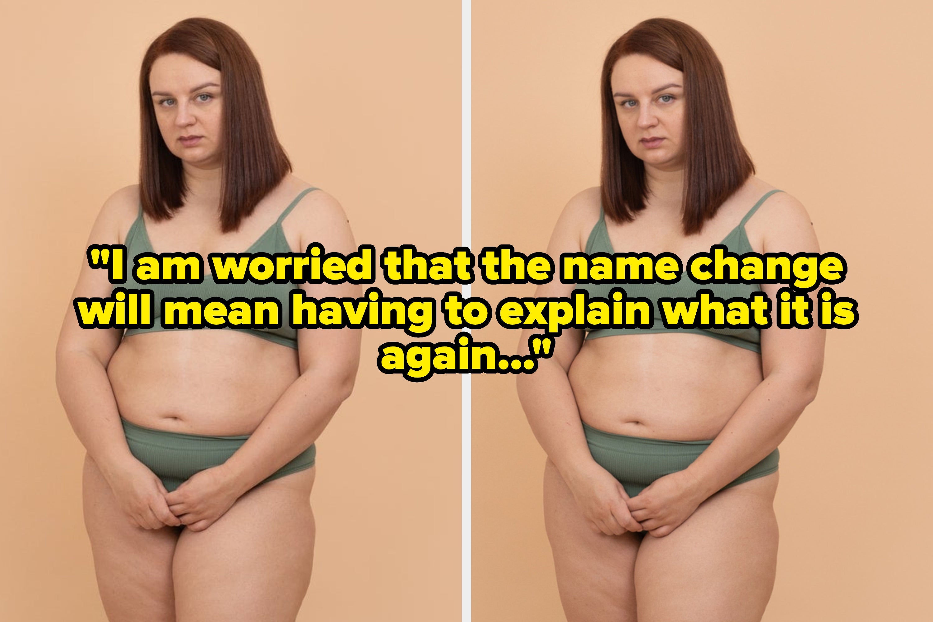 A confident woman stands in underwear, promoting body positivity and self-acceptance