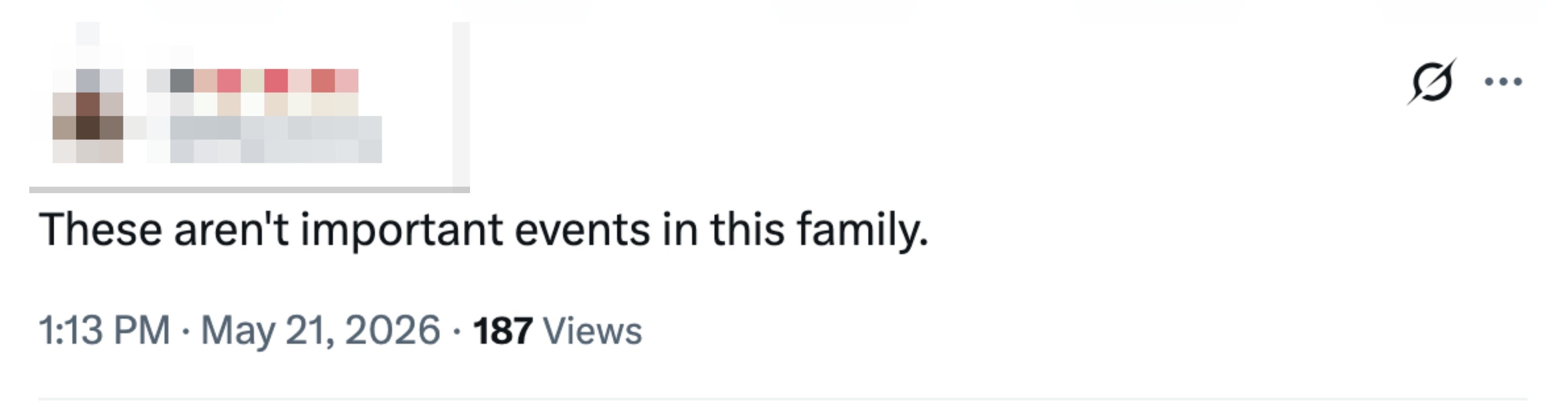Tweet saying, "These aren't important   events successful  this family."