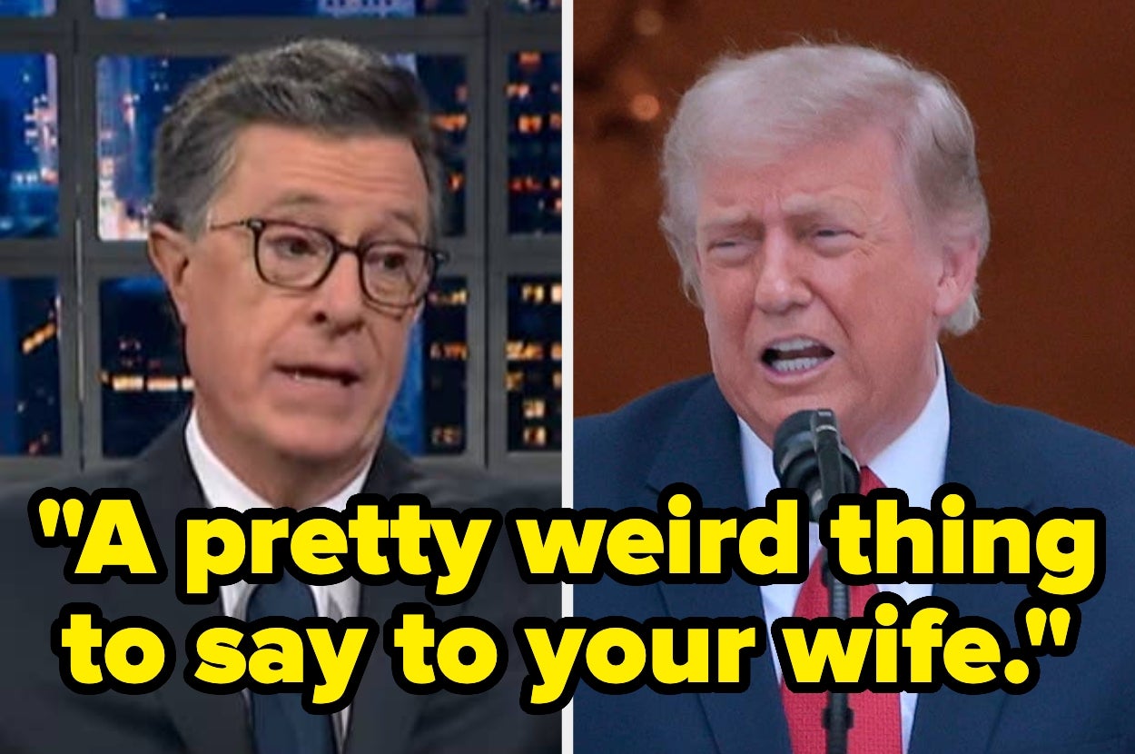 TV host reacting to former U.S. President speaking. Text: "A pretty weird thing to say to your wife."