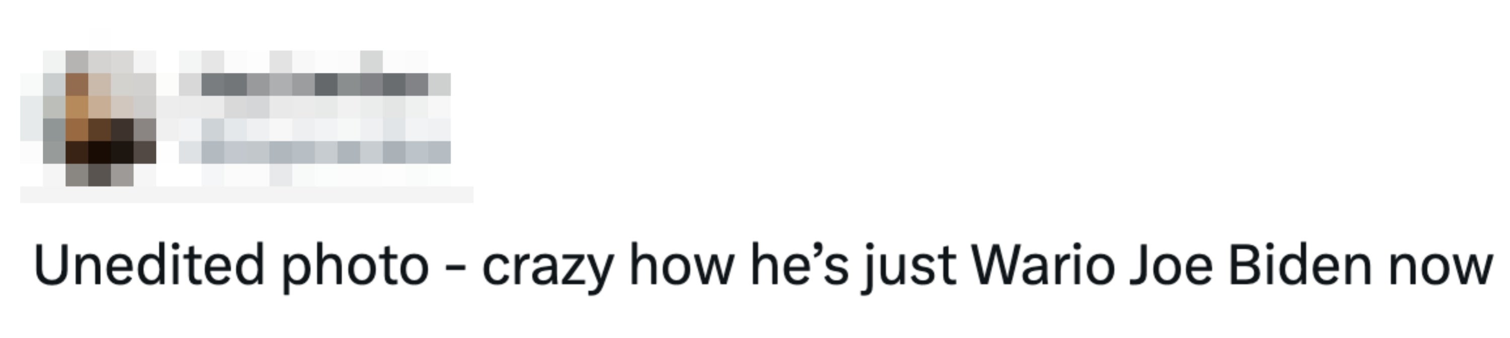 Tweet joking about someone being "Wario Joe Biden."